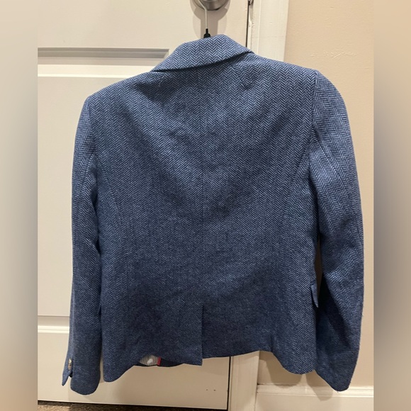 J. Crew Blue Herringbone Schoolboy Blazer with Gold Buttons - Picture 3 of 9